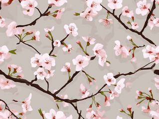 cherry blossom, flower, pattern, floral, seamless, vector, illustration, nature, spring, blossom, design, wallpaper, decoration, flowers, pink, cherry, tree, art, leaf, beauty, plant, texture, branch,