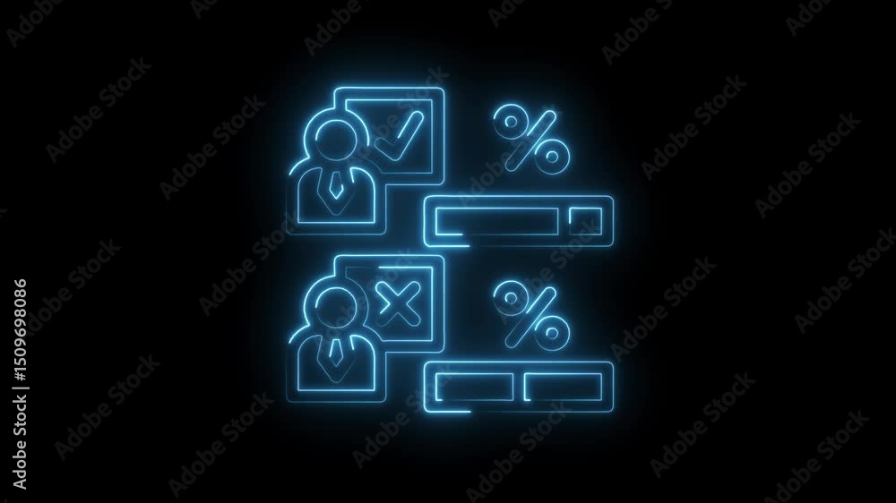 Poster animated business report data chart with glowing neon line art on black background