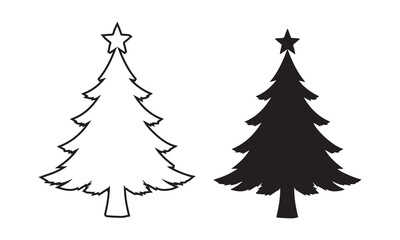 fir tree seamless pattern cartoon style isolated on white background . Christmas tree vector illustration kids textile or wrapping repeatable tile square