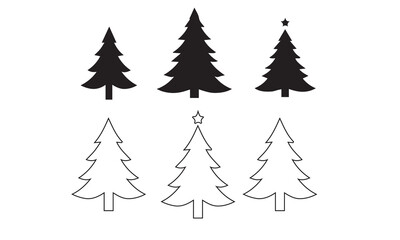 fir tree seamless pattern cartoon style isolated on white background . Christmas tree vector illustration kids textile or wrapping repeatable tile square