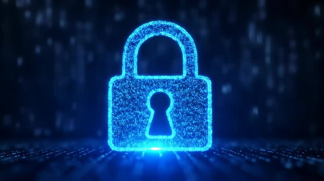 Binary code lock on blue background