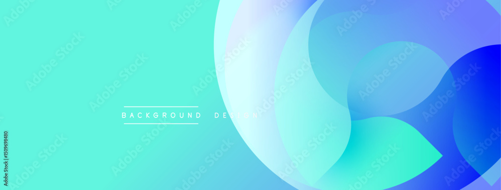 Aufkleber abstract fluid shapes overlap, creating vibrant turquoise, blue gradients. minimal text reads backgr