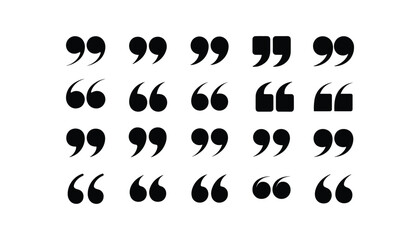 Quotation Mark Icons Set vector illustration silhouettes on white background