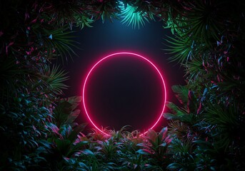 ネオン円環 熱帯植物 夜光幻想