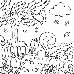  fall outline, fall coloring page, fall coloring, summer coloring, kawaii animal coloring, outline, illustration, cute coloring book cover, cover, cute kids illustration, cartoon cover, cartoon illust