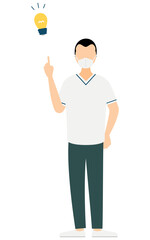 Simple illustration of a male nurse with a wide forehead inspiring ideas