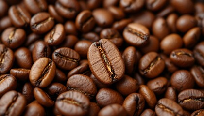 Obraz premium Roasted Coffee Beans Close Up Rich Aroma Texture
