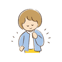 カーディガンを羽織る子