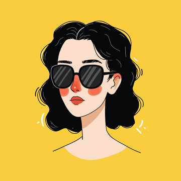 Trendy Woman Vector Portrait &ndash; Cool Girl in Sunglasses
