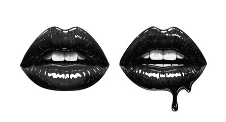 Gothic Glossy Lips Vector – Dripping Dark Aesthetic Art