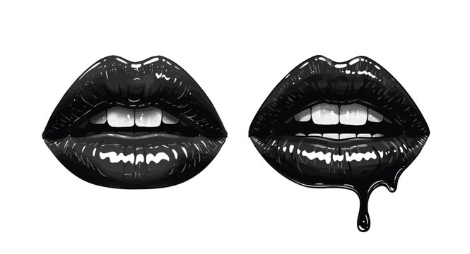 Gothic Glossy Lips Vector &ndash; Dripping Dark Aesthetic Art