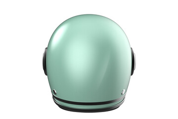 Fototapeta premium Vintage Mint Green Motorcycle Helmet Illustration - High-Quality Isolated Render on Transparent PNG HD Background - Essential Safety Gear for Urban Riding, Scooter Commuting, and Retro Transport \
