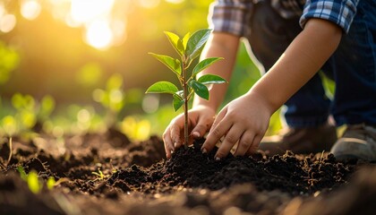 Children are planting trees in the house.