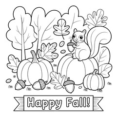  fall outline, fall coloring page, fall coloring, summer coloring, kawaii animal coloring, outline, illustration, cute coloring book cover, cover, cute kids illustration, cartoon cover, cartoon illust