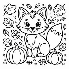  fall outline, fall coloring page, fall coloring, summer coloring, kawaii animal coloring, outline, illustration, cute coloring book cover, cover, cute kids illustration, cartoon cover, cartoon illust