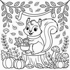  fall outline, fall coloring page, fall coloring, summer coloring, kawaii animal coloring, outline, illustration, cute coloring book cover, cover, cute kids illustration, cartoon cover, cartoon illust