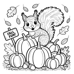  fall outline, fall coloring page, fall coloring, summer coloring, kawaii animal coloring, outline, illustration, cute coloring book cover, cover, cute kids illustration, cartoon cover, cartoon illust