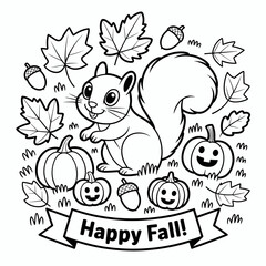  fall outline, fall coloring page, fall coloring, summer coloring, kawaii animal coloring, outline, illustration, cute coloring book cover, cover, cute kids illustration, cartoon cover, cartoon illust