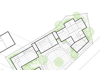 Floor plan designed building on the drawing.