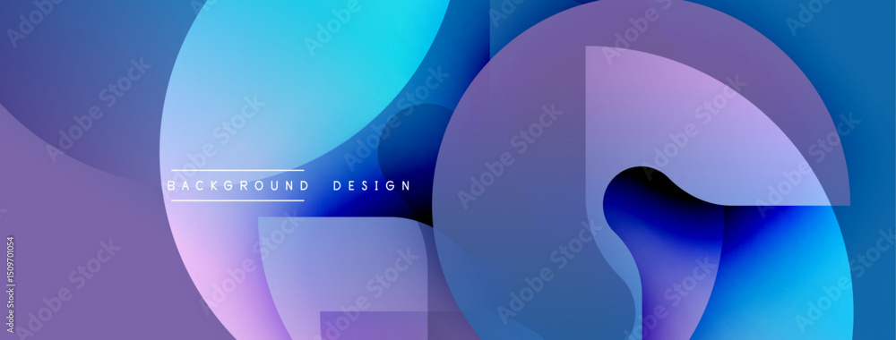 Aufkleber abstract fluid shapes, vibrant blues, purples create dynamic background. modern design elements sugg