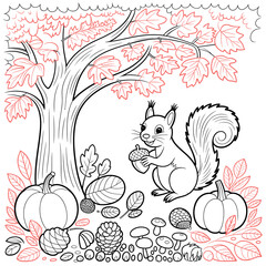  fall outline, fall coloring page, fall coloring, summer coloring, kawaii animal coloring, outline, illustration, cute coloring book cover, cover, cute kids illustration, cartoon cover, cartoon illust