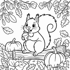  fall outline, fall coloring page, fall coloring, summer coloring, kawaii animal coloring, outline, illustration, cute coloring book cover, cover, cute kids illustration, cartoon cover, cartoon illust