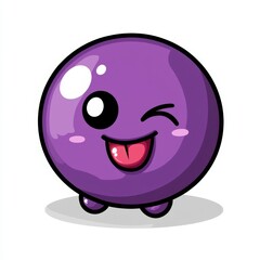 Fototapeta premium Cute purple cartoon character with playful expression and shiny surface
