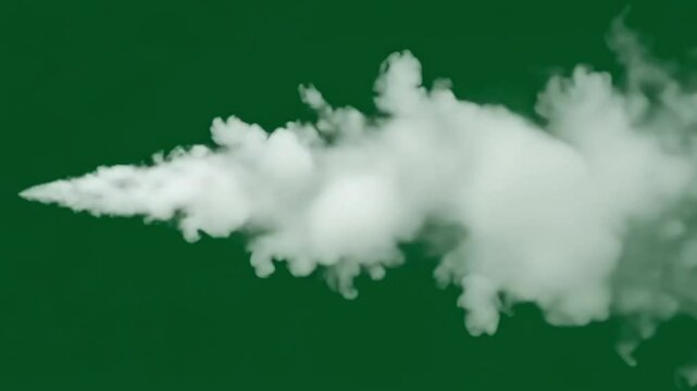 White Smoke Stream on Green Screen Background for Visual Effects Compositing