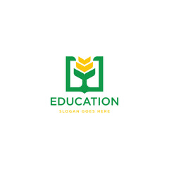 Education with book and tree logo vector
