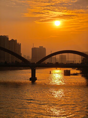 Beautiful sunset in Guangzhou China.