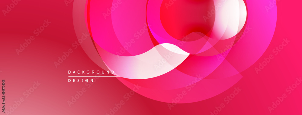 Poster Abstract pink design. Overlapping circles create dynamic visual effect. Gradient background adds depth, modern aesthetic.