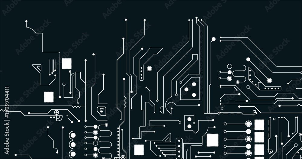 Poster abstract connect lines and dots circuit, simple technology graphic background, vector design network