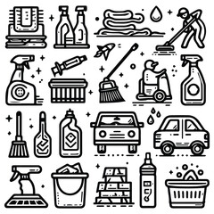 vector clip art set of cleaning elements