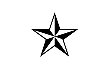 Bold black military star icon with five points, vector graphic representing army insignia, patriotic rank badge, strong symbol of honor and defense, clean outline design isolated on white background