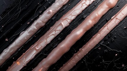 Macro View of Rose Gold Metallic Filaments on Cracked Black Surface Video - Powered by Adobe