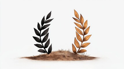 Black and Gold Wheat Wreaths on Soil