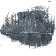 Abstract Digital Distortion with Grayscale Patterns and Textured Layers