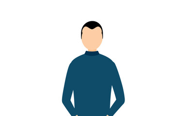 Simple illustration of a man in a blue turtleneck
