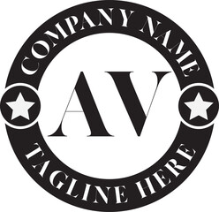 AV Luxury circle Logo Design AB To AZ