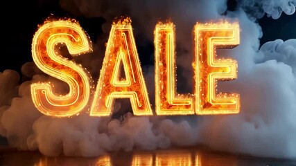 A fiery sale sign glowing in smoke, capturing attention and driving excitement for promotional events.