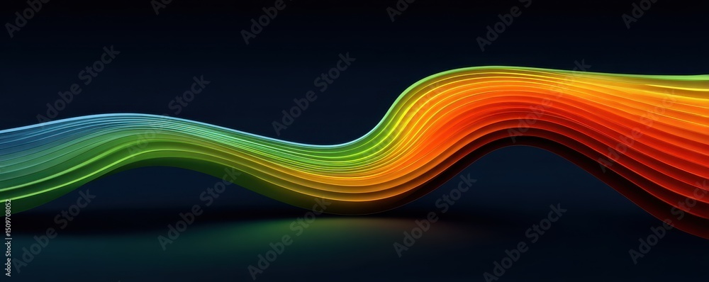 Poster abstract colorful flowing wave design on dark background