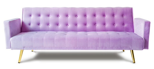 Purple Sofa isolated on white background, Purple armchair and sofa on white background with work...
