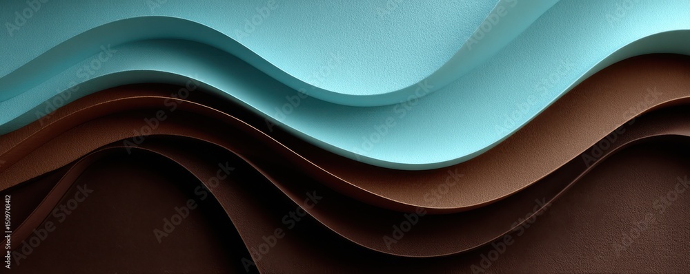 Poster abstract layers with blue and brown wavy patterns and textures