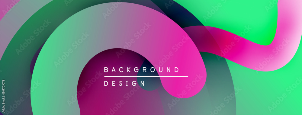 Aufkleber Abstract fluid shapes overlap. Vibrant colors blend, creating dynamic background design. Modern aesthetic, smooth gradients present.