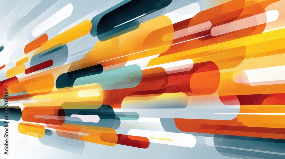 Poster abstract motion with vibrant colored shapes and smooth flowing lines