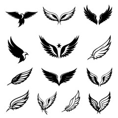 Naklejka premium wings set vector