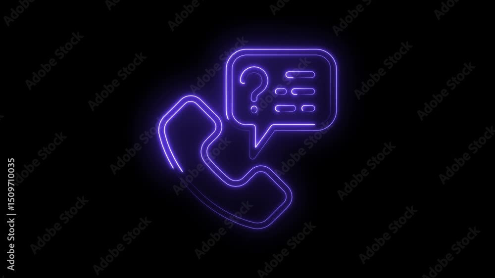 Aufkleber neon hotline with question and answer speech bubble communication support animated element