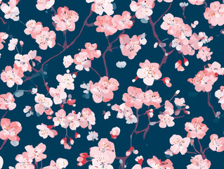 cherry blossom, flower, pattern, floral, seamless, vector, illustration, nature, spring, blossom, design, wallpaper, decoration, flowers, pink, cherry, tree, art, leaf, beauty, plant, texture, branch,