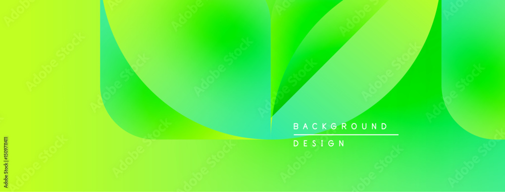 Fototapete Vibrant green gradient background. Abstract shapes overlap, creating dynamic visual effect. Text reads background design. Modern, clean aesthetic.