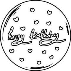 Happy Birthday cookie illustration with heart decorations